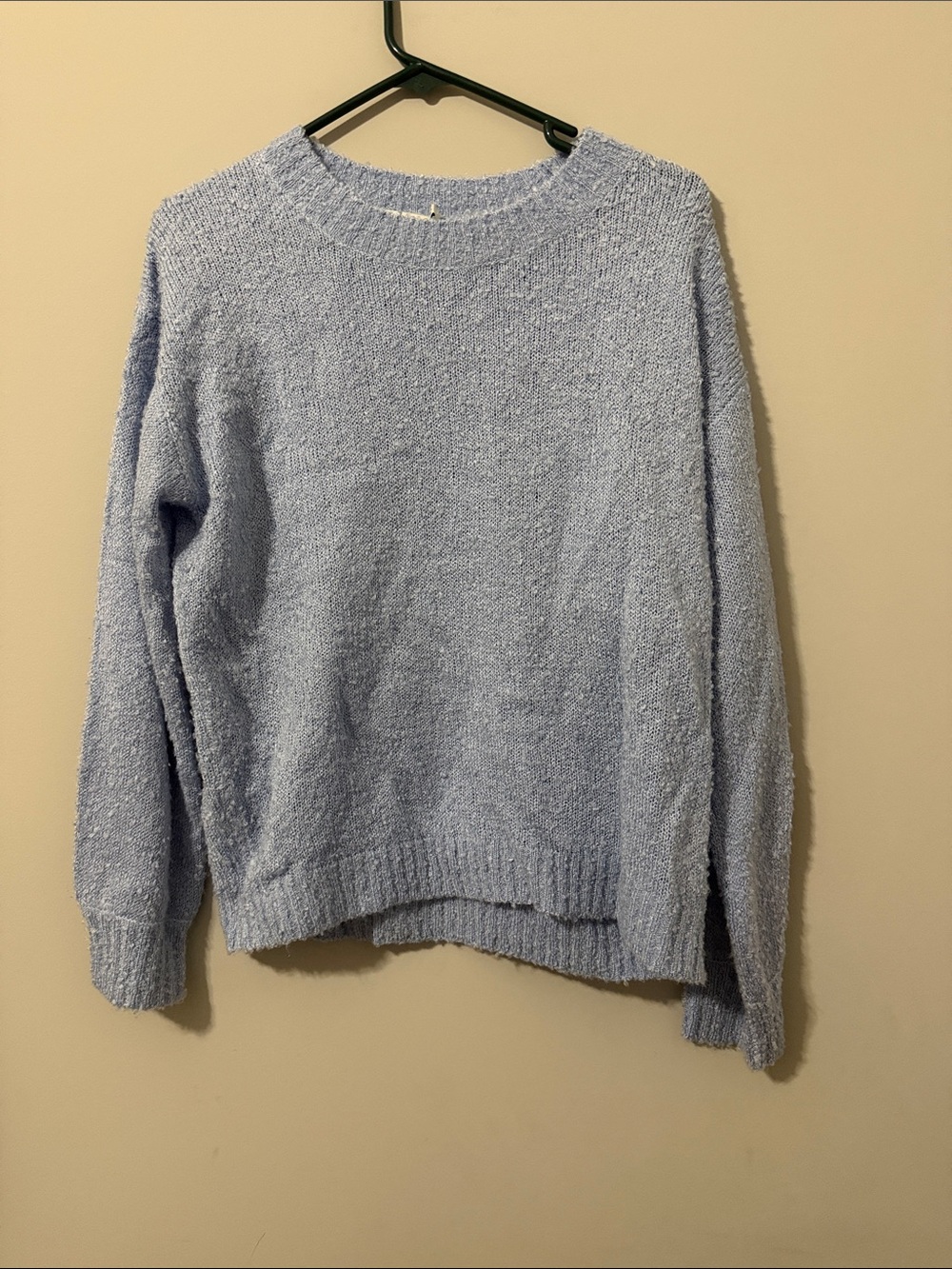 Lush Powder Blue Textured Crewneck Sweater-Size Small